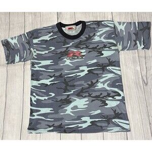 VTG SUZUKI Camo GSX-R Motorcycle T Shirt Blue Gray Camo Size XL Extra Large